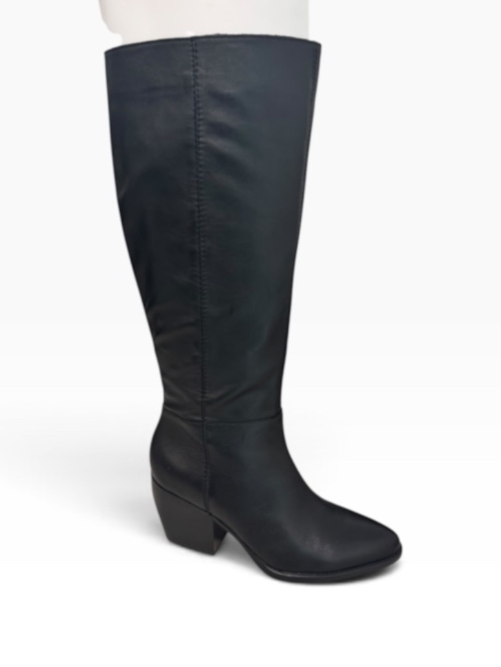 Naturalizer Fae Pointed Toe Knee High Western Boots, Black Leather Size 10W -NWB